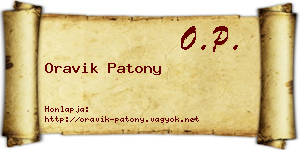 Oravik Patony névjegykártya
